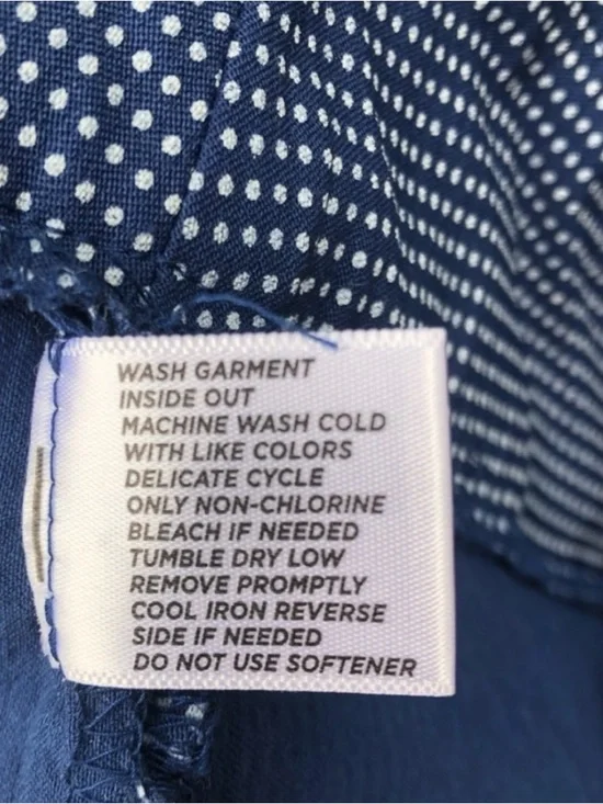 Lady Hagen Navy Polka Dot Stretch Slim Cropped Ankle Pants Size Medium - Picture 9 of 11